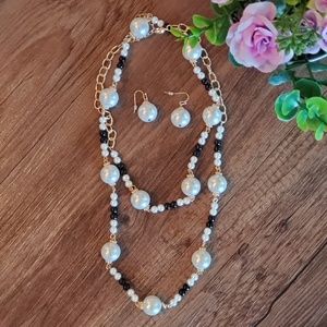 Set 38-inch Statement Necklace with Matching Earrings
